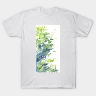 Water Leaves 2 - Watercolor Woman Portrait T-Shirt